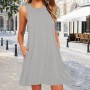 Vestidos Mujer Verano Sin Mangas Cuello Redondo Tirantes Vestido de Playa Largo Elegante Bohemio Floral Dress con Bolsillos
