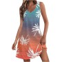 Vestidos Mujer Verano Sin Mangas Cuello Redondo Tirantes Vestido de Playa Largo Elegante Bohemio Floral Dress con Bolsillos