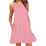 Vestidos Mujer Verano Sin Mangas Cuello Redondo Tirantes Vestido de Playa Largo Elegante Bohemio Floral Dress con Bolsillos