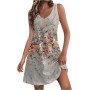 Vestidos Mujer Verano Sin Mangas Cuello Redondo Tirantes Vestido de Playa Largo Elegante Bohemio Floral Dress con Bolsillos