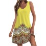 Vestidos Mujer Verano Sin Mangas Cuello Redondo Tirantes Vestido de Playa Largo Elegante Bohemio Floral Dress con Bolsillos