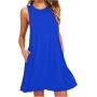 Vestidos Mujer Verano Sin Mangas Cuello Redondo Tirantes Vestido de Playa Largo Elegante Bohemio Floral Dress con Bolsillos