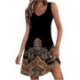 Vestidos Mujer Verano Sin Mangas Cuello Redondo Tirantes Vestido de Playa Largo Elegante Bohemio Floral Dress con Bolsillos