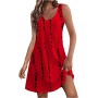 Vestidos Mujer Verano Sin Mangas Cuello Redondo Tirantes Vestido de Playa Largo Elegante Bohemio Floral Dress con Bolsillos