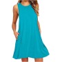 Vestidos Mujer Verano Sin Mangas Cuello Redondo Tirantes Vestido de Playa Largo Elegante Bohemio Floral Dress con Bolsillos
