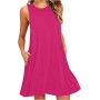 Vestidos Mujer Verano Sin Mangas Cuello Redondo Tirantes Vestido de Playa Largo Elegante Bohemio Floral Dress con Bolsillos