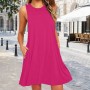Vestidos Mujer Verano Sin Mangas Cuello Redondo Tirantes Vestido de Playa Largo Elegante Bohemio Floral Dress con Bolsillos