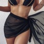 WUSJCOF 2 Piezas Pareo Playa Mujer Sarong Envolvente para Bikini (Negro, Rosa)