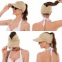 TYXHXTF 2 Pcs Sombrero Playa Mujer, Visera de Protección Solar, Anti UV Gorra Verano, Viseras Vacío Top Ponytail, para Correr