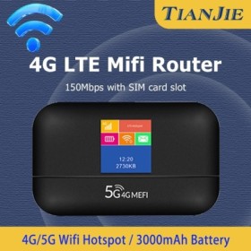 Enrutador móvil TIANJIE G43 4G con punto de acceso Wi-Fi, batería de 3