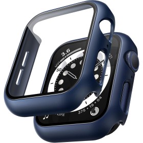 TAURI Paquete de 2 fundas rígidas para Apple Watch SE/Series 6/5/4 de 1.575 pulgadas con protector de pantalla de vidrio
