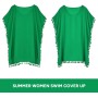 Hanaoops Mujer Suelto Vestido de Playa V Cuello Gasa Ropa de Baño con Borla Verano Traje de Baño Bikini Cover Up para Playa Chic