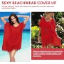 Hanaoops Mujer Suelto Vestido de Playa V Cuello Gasa Ropa de Baño con Borla Verano Traje de Baño Bikini Cover Up para Playa Chic