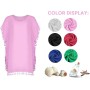 Hanaoops Mujer Suelto Vestido de Playa V Cuello Gasa Ropa de Baño con Borla Verano Traje de Baño Bikini Cover Up para Playa Chic