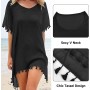 Hanaoops Mujer Suelto Vestido de Playa V Cuello Gasa Ropa de Baño con Borla Verano Traje de Baño Bikini Cover Up para Playa Chic