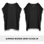 Hanaoops Mujer Suelto Vestido de Playa V Cuello Gasa Ropa de Baño con Borla Verano Traje de Baño Bikini Cover Up para Playa Chic