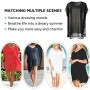 Hanaoops Mujer Suelto Vestido de Playa V Cuello Gasa Ropa de Baño con Borla Verano Traje de Baño Bikini Cover Up para Playa Chic