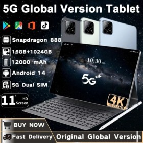 Tableta 2025 Original con Android 14, Snapdragon 888, de 11 pulgadas, 