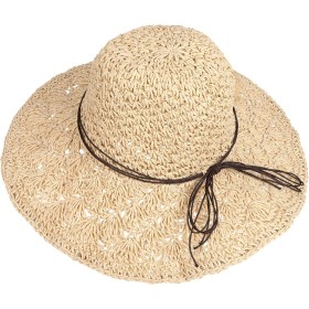Sombrero de Paja para Mujer Plegable Bohemia Verano Mujeres Sombrero de la Playa del Borde Suave Transpirable Grande Ancho Cap