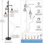 Rayofly Lámparas de pie industriales regulables, lámpara de pie vintage de 3 luces con pantallas de jaula de diamante, metal