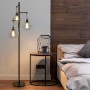 Rayofly Lámparas de pie industriales regulables, lámpara de pie vintage de 3 luces con pantallas de jaula de diamante, metal