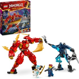 LEGO Ninjago Meca Elemental del Fuego de Kai, Figura Roja de Acción Articulada y Minifigura de Zane y 3 Personajes para el Juego