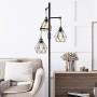 Rayofly Lámparas de pie industriales regulables, lámpara de pie vintage de 3 luces con pantallas de jaula de diamante, metal