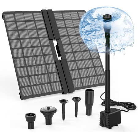 AISITIN Fuente Solar Jardin Exterior 20W de Bricolaje Última Actualización Bomba de Agua Solar Plegable Jardín Estanque, Fuente