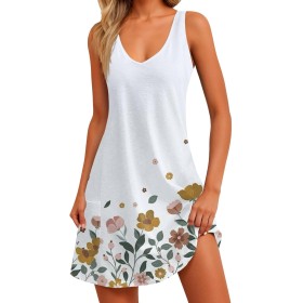 uxxnjfg Vestidos Verano Mujer 2025 Sueltos Bohemio Playa Sin Mangas Cuello V Elegantes Playa Vestidos Womens Dress