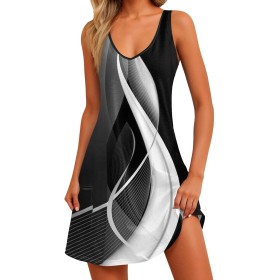 uxxnjfg Vestidos Verano Mujer 2025 Sueltos Bohemio Playa Sin Mangas Cuello V Elegantes Playa Vestidos Womens Dress