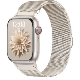AMSKY Original Milanese Loop Metalica Compatible con Correa Apple Watch 40mm 44mm 46mm 45mm 41mm 38mm 42mm 49mm, Magnética Metal