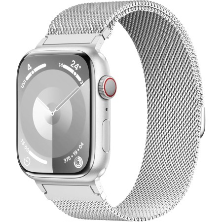 AMSKY Original Milanese Loop Metalica Compatible con Correa Apple Watch 40mm 44mm 46mm 45mm 41mm 38mm 42mm 49mm, Magnética Metal