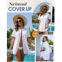 Vancavoo Vestido Playa Mujer Verano Camisa Suelto de Bikini Cover Up Casual Blusas Cardigan Camisolas y Pareos Playa con Botones