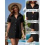 Vancavoo Vestido Playa Mujer Verano Camisa Suelto de Bikini Cover Up Casual Blusas Cardigan Camisolas y Pareos Playa con Botones