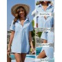 Vancavoo Vestido Playa Mujer Verano Camisa Suelto de Bikini Cover Up Casual Blusas Cardigan Camisolas y Pareos Playa con Botones