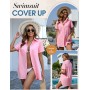 Vancavoo Vestido Playa Mujer Verano Camisa Suelto de Bikini Cover Up Casual Blusas Cardigan Camisolas y Pareos Playa con Botones