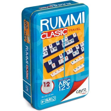 Cayro - Rummi - + 8 Años - Modelo Clásico - Juego Divertido de Mesa - para Niños y Adultos - Edición de Viaje en Caja Metálica -