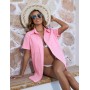 Vancavoo Vestido Playa Mujer Verano Camisa Suelto de Bikini Cover Up Casual Blusas Cardigan Camisolas y Pareos Playa con Botones