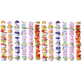 Falafoty 12 Piezas Collares Lei Hawaiano Guirnalda de Flores, Cadenas Hawaianas Guirnalda de Colore para Luau Fiesta Verano