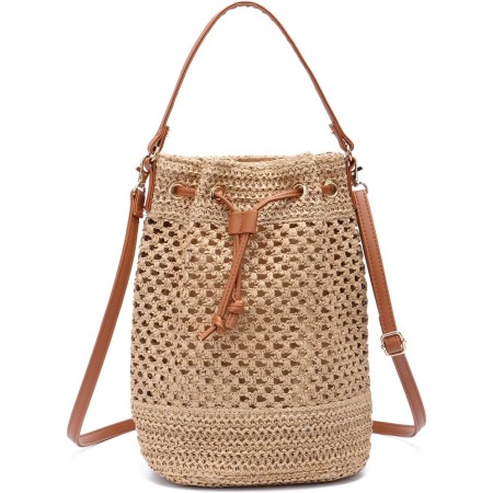 EVEOUT Bolsos Bandolera de Tejido Paja Mujer Bolsos Totes Grande Verano Estilo Bohemio Bolsos de Hombro Paja Playa