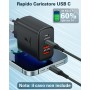 Cargador USB C, 40W 4-Puertos USBC Enchufe Cargador Carga Rapida, Múltiple QC 3.0+PD Rápido Pared Adaptador Tipo C para iPhone