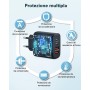 Cargador USB C, 40W 4-Puertos USBC Enchufe Cargador Carga Rapida, Múltiple QC 3.0+PD Rápido Pared Adaptador Tipo C para iPhone