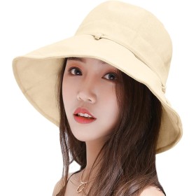 Yuccer Sombreros de Sol Mujer Plegable Algodón Sombrero Playa Verano Protección UV Gorro de Pescador de ala Ancha Sun Hat Women