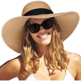 FURTALK Sombrero Moderno de ala Ancha para Mujer UPF50+ Sombrero de Viaje de Verano para la Playa