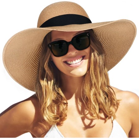 FURTALK Sombrero Moderno de ala Ancha para Mujer UPF50+ Sombrero de Viaje de Verano para la Playa