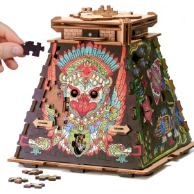 iDventure CluePuzzle Pirámide de Sol - Caja de puzle con Rompecabezas Jigsaw - Juego de Escape Room - Caja de Regalo - Cofre del