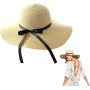 UILYNIU Sombrero de Visera Plegable, Sombrero de Playa de Paja de ala Ancha, Sombrero De Playa para Mujer De Verano, Sombrero de
