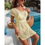 Rayson Mujer Vestido de Playa Ganchillo Bikini Cover up con Cuello en V Cubrir Blusa Camisolas Traje de Baño Vestido Punto Hueco