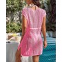 Rayson Mujer Vestido de Playa Ganchillo Bikini Cover up con Cuello en V Cubrir Blusa Camisolas Traje de Baño Vestido Punto Hueco