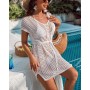 Rayson Mujer Vestido de Playa Ganchillo Bikini Cover up con Cuello en V Cubrir Blusa Camisolas Traje de Baño Vestido Punto Hueco